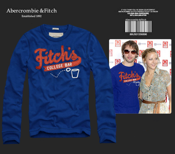 Abercrombie Fitch Hombres De Cuello Redondo Con Gente Fotos Largo Remera AF6152